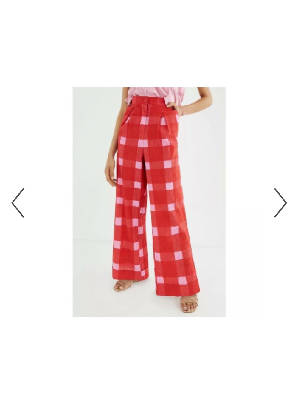 Anthropologie x Porridge Preppy Plaid Wide-Leg Pants Red Size XS
